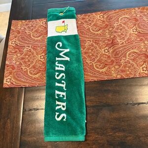Offical 2025 Masters Brand Green And White Tri Fold Towel